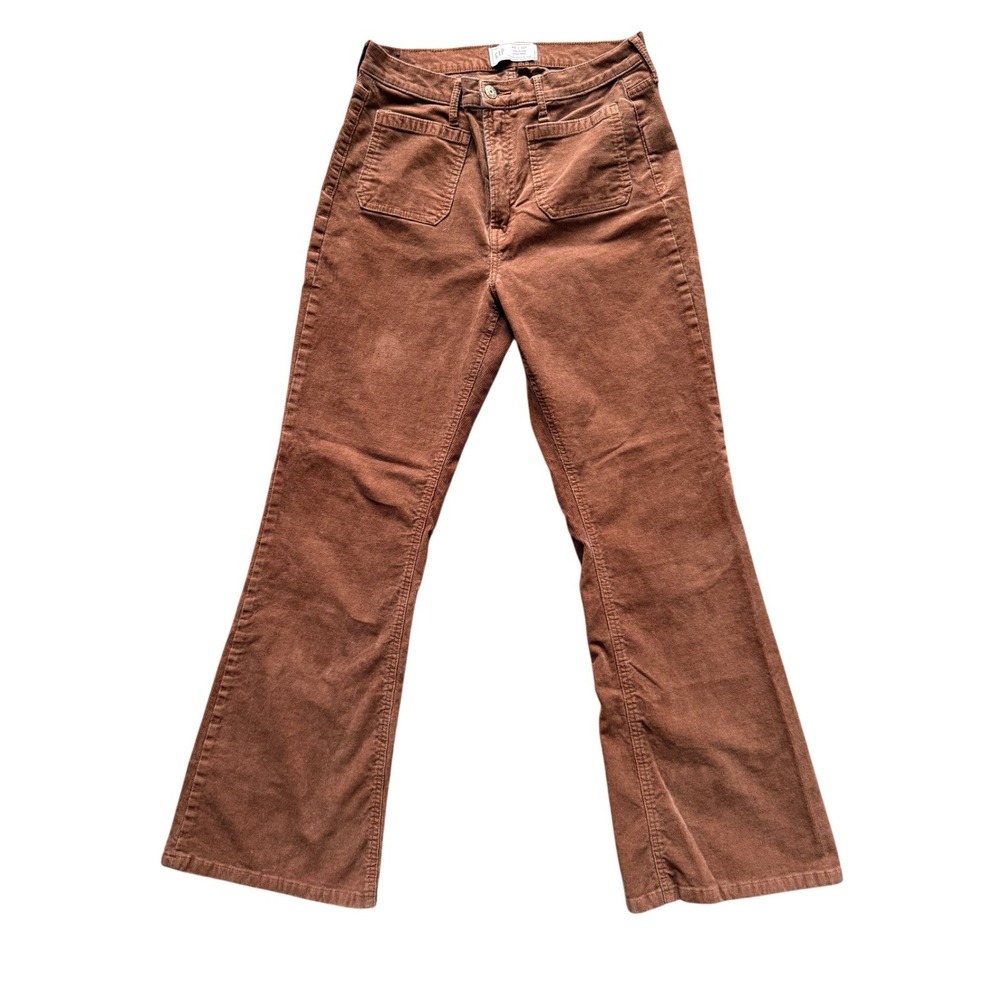 Gap 70s Flare High Rise Corduroy Pants Brown Size 10R 30W 28L
